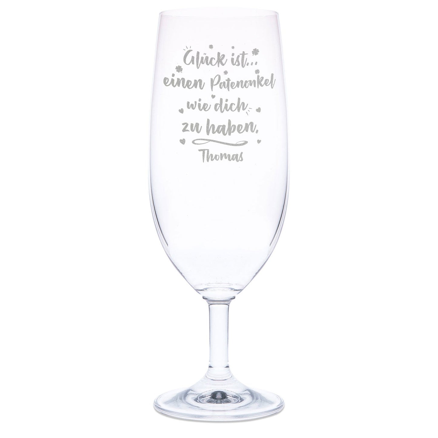 Leonardo Bierglas mit Gravur "Glück ist einen Patenonkel" mit Name