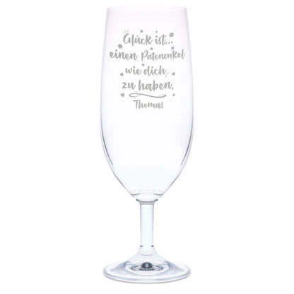 Leonardo Bierglas mit Gravur "Glück ist einen Patenonkel" mit Name