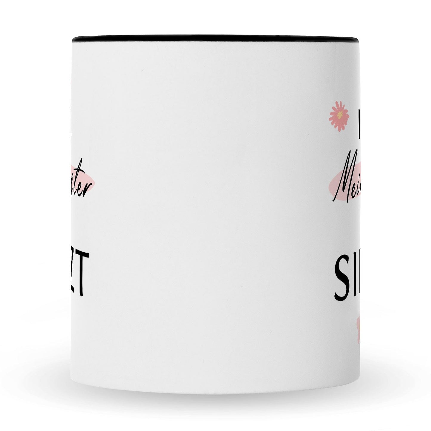 Bedruckte Tasse mit Spruch Ich liebe meine Schwester obwohl sie furzt