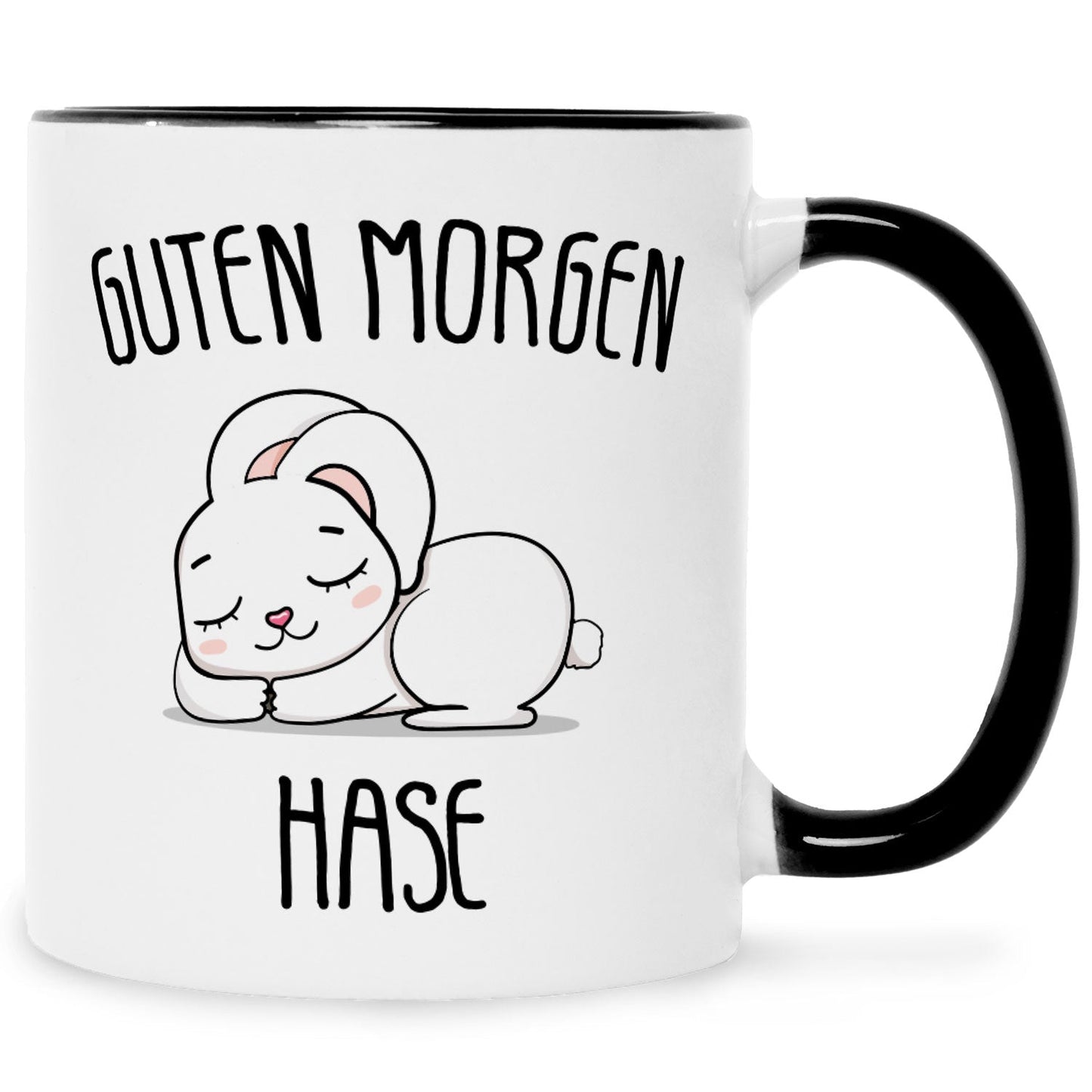 Bedruckte Tasse mit Spruch Guten Morgen Hase