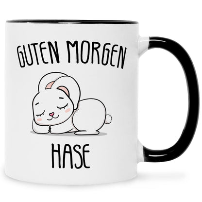Bedruckte Tasse mit Spruch Guten Morgen Hase
