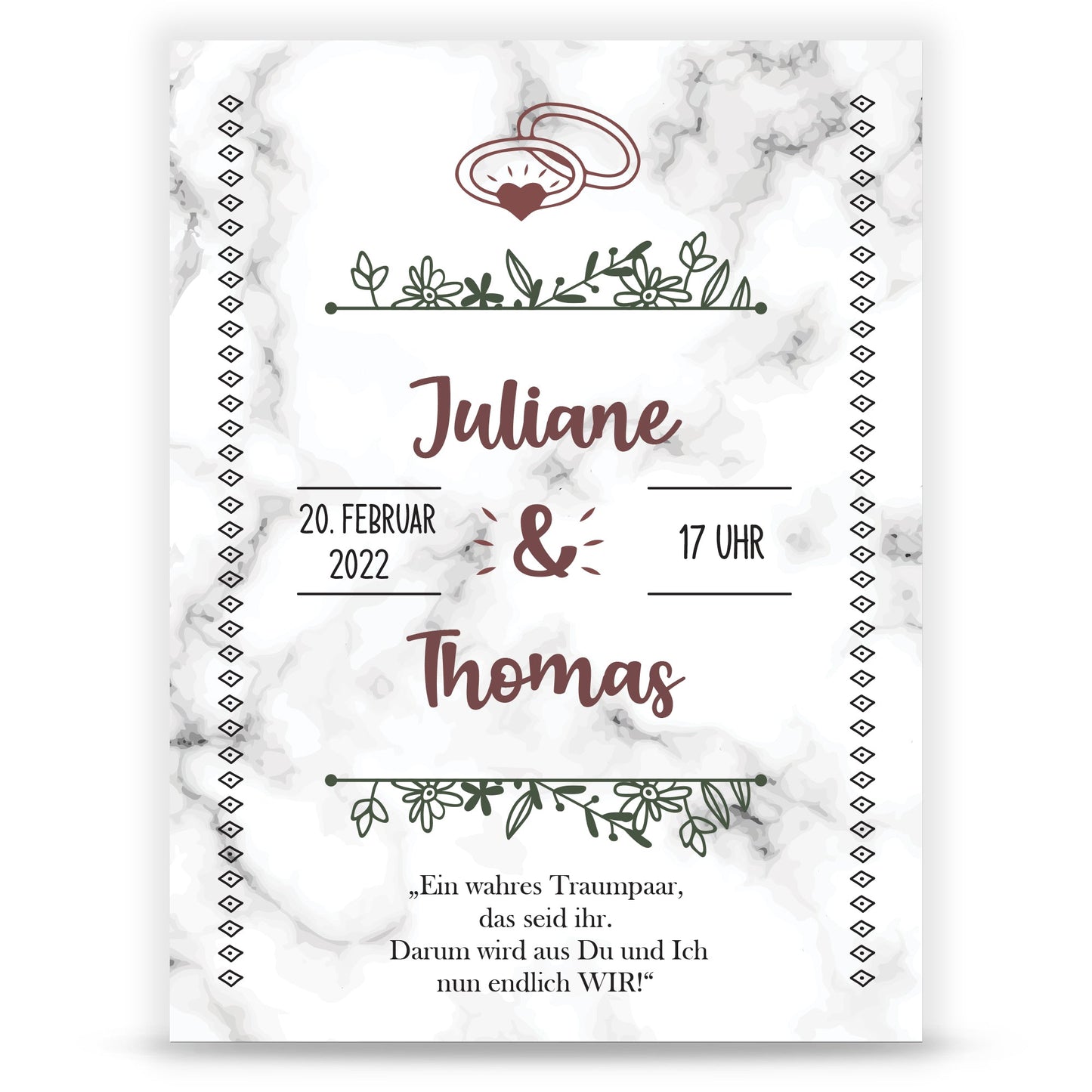 Hochzeitseinladungskarte im Marble White Design