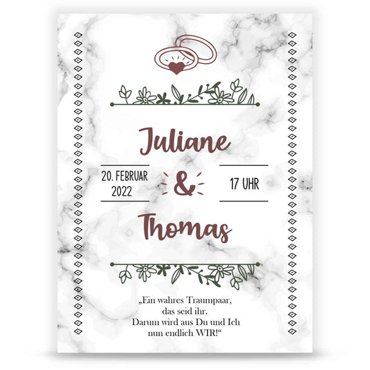 Hochzeitseinladungskarte im Marble White Design