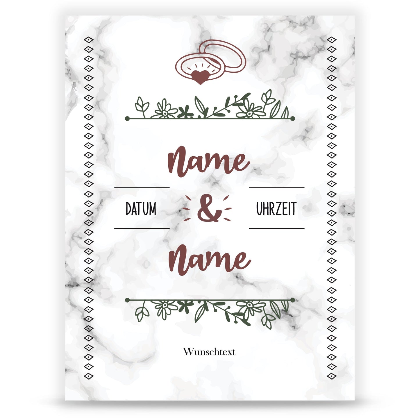 Hochzeitseinladungskarte im Marble White Design
