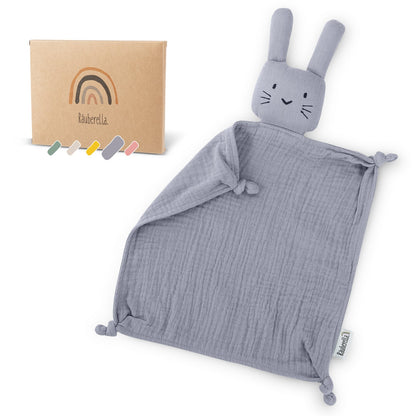 Musselin Schmusetuch Hase Blau-grau