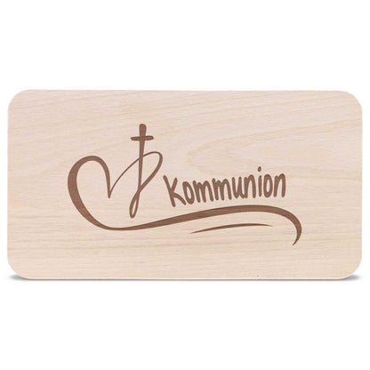 Frühstücksbrettchen mit Gravur "Kommunion Herz"