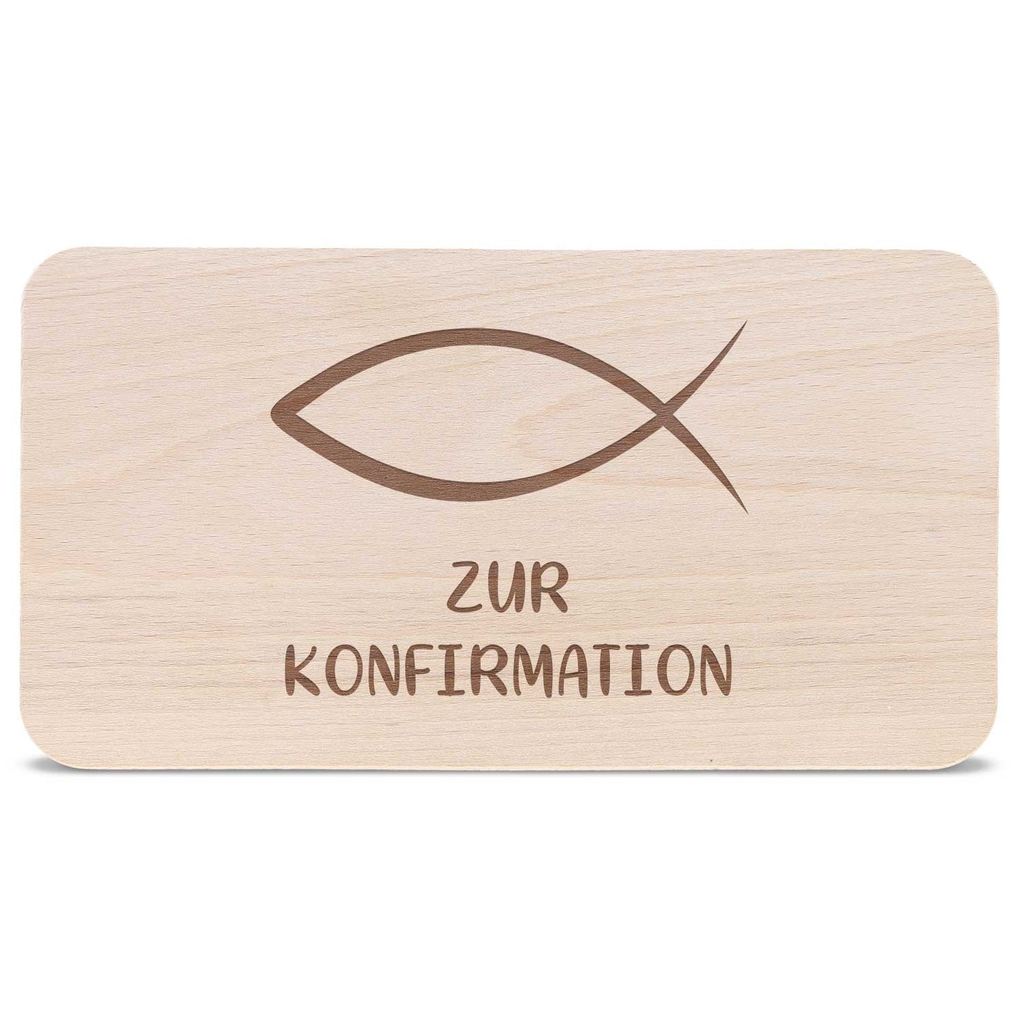 Frühstücksbrettchen mit Gravur "Konfirmation Fisch"