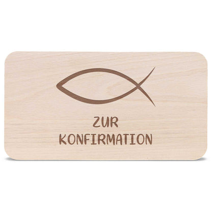 Frühstücksbrettchen mit Gravur "Konfirmation Fisch"