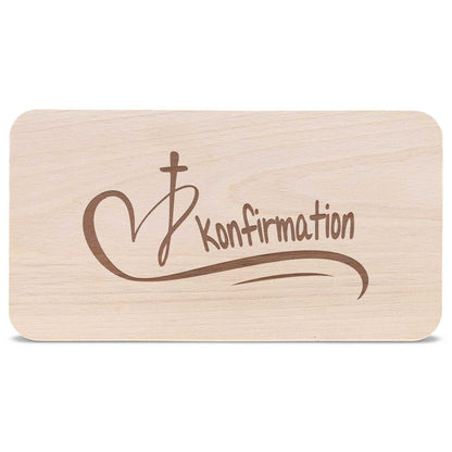 Frühstücksbrettchen mit Gravur "Konfirmation Herz"