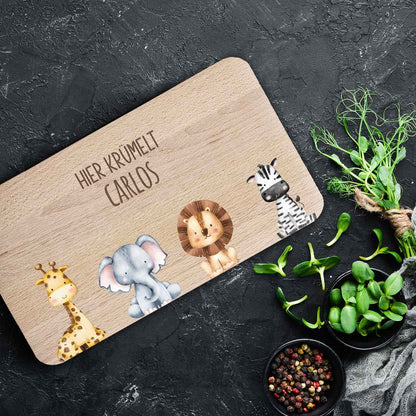 Frühstücksbrettchen mit Druck & Name im "Tiergruppe" Design