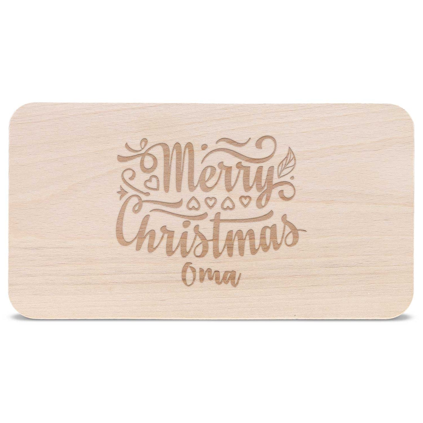 Frühstücksbrettchen aus Holz mit Gravur - Merry Christmas Oma - Weihnachtsdeko