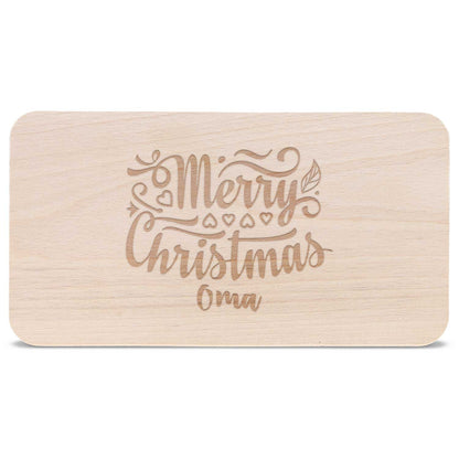 Frühstücksbrettchen aus Holz mit Gravur - Merry Christmas Oma - Weihnachtsdeko