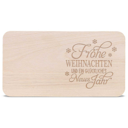 Frühstücksbrettchen aus Holz mit Gravur - Frohe Weihnachten & ein glückliches Neues Jahr