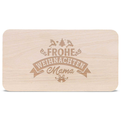 Frühstücksbrettchen aus Holz mit Gravur - Frohe Weihnachten Mama - Weihnachtsdeko