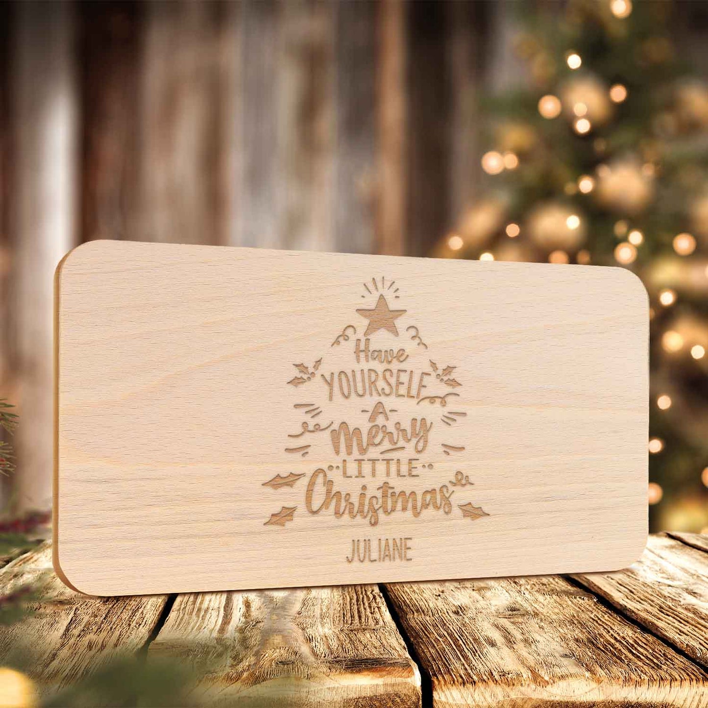Frühstücksbrettchen aus Holz mit Gravur - Have yourself a merry little Christmas - Weihnachtsdeko