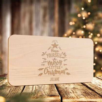 Frühstücksbrettchen aus Holz mit Gravur - Have yourself a merry little Christmas - Weihnachtsdeko