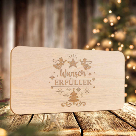 Frühstücksbrettchen aus Holz mit Gravur - Wunscherfüller - Weihnachtsdeko
