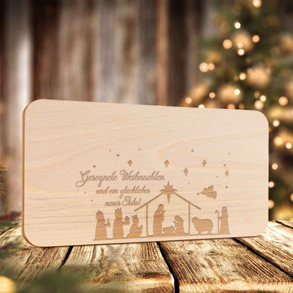 Frühstücksbrettchen aus Holz mit Gravur - Gesegnete Weihnachten - Weihnachtsdeko