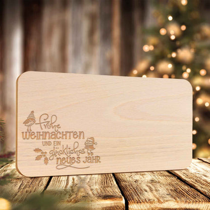 Frühstücksbrettchen aus Holz mit Gravur - Frohe Weihnachten - Weihnachtsdeko
