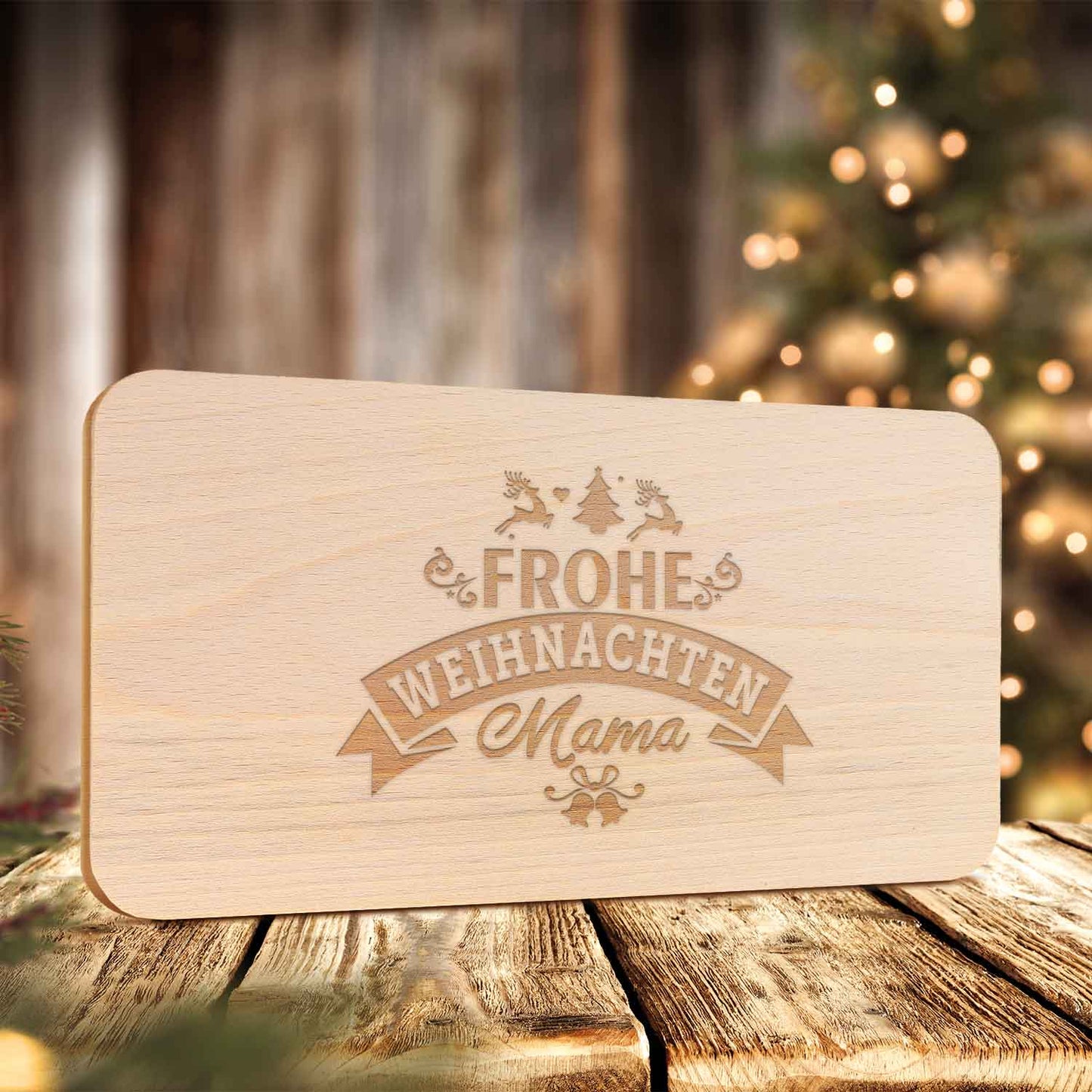 Frühstücksbrettchen aus Holz mit Gravur - Frohe Weihnachten Mama - Weihnachtsdeko