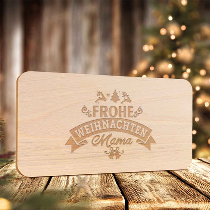 Frühstücksbrettchen aus Holz mit Gravur - Frohe Weihnachten Mama - Weihnachtsdeko