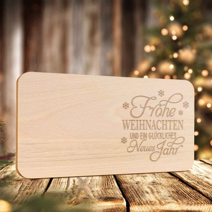 Frühstücksbrettchen aus Holz mit Gravur - Frohe Weihnachten & ein glückliches Neues Jahr