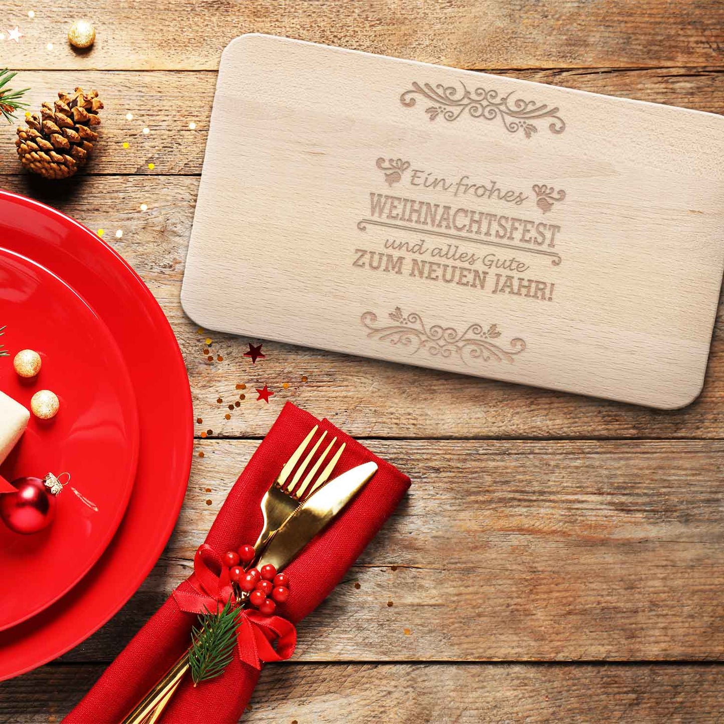Frühstücksbrettchen aus Holz mit Gravur - Ein frohes Weihnachtsfest - Weihnachtsdeko
