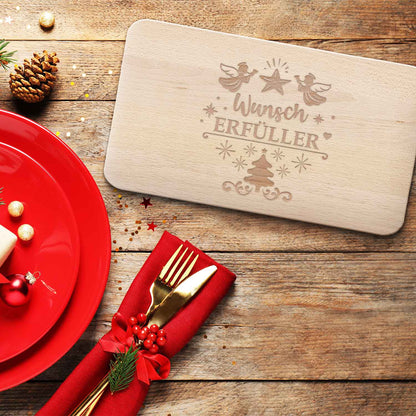 Frühstücksbrettchen aus Holz mit Gravur - Wunscherfüller - Weihnachtsdeko