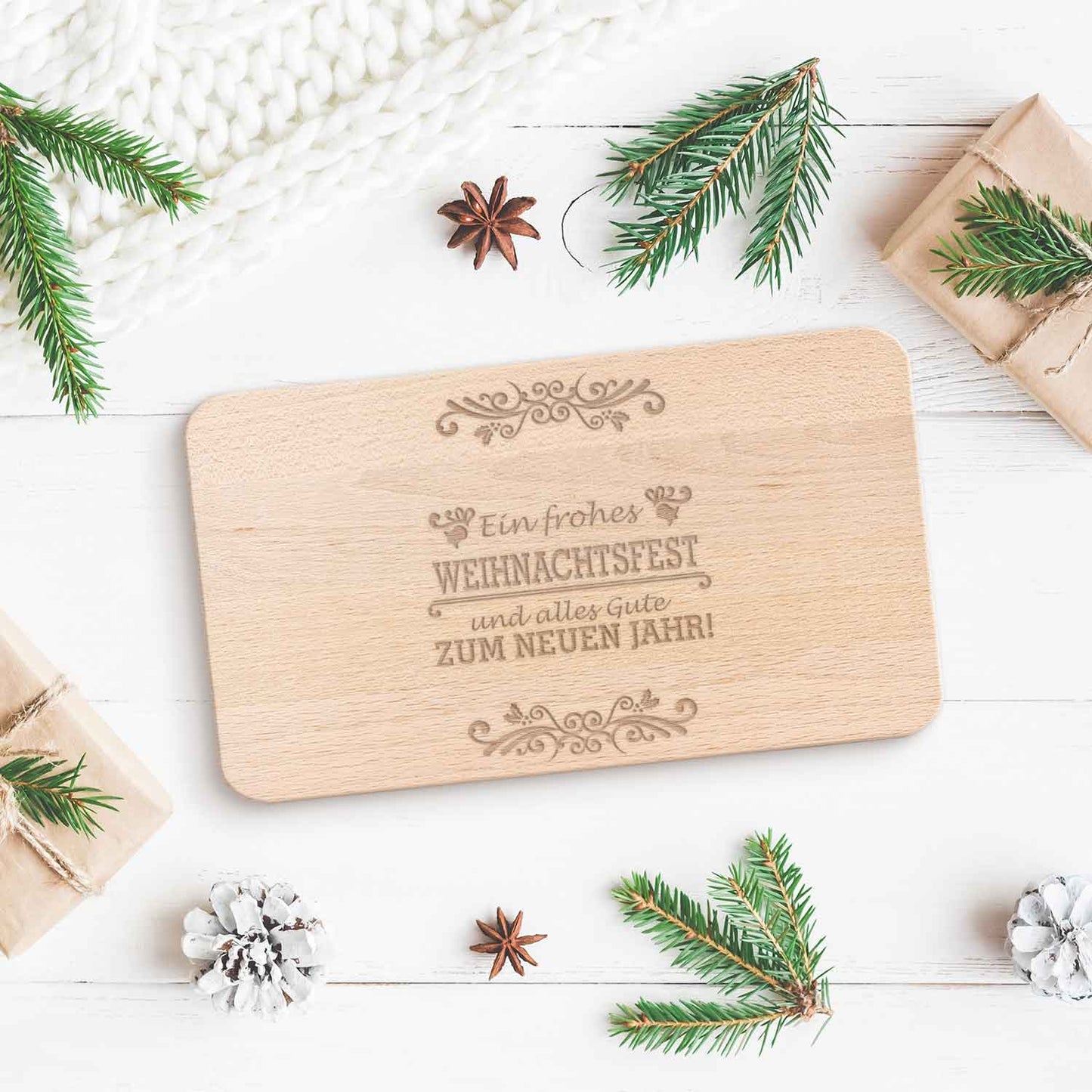 Frühstücksbrettchen aus Holz mit Gravur - Ein frohes Weihnachtsfest - Weihnachtsdeko