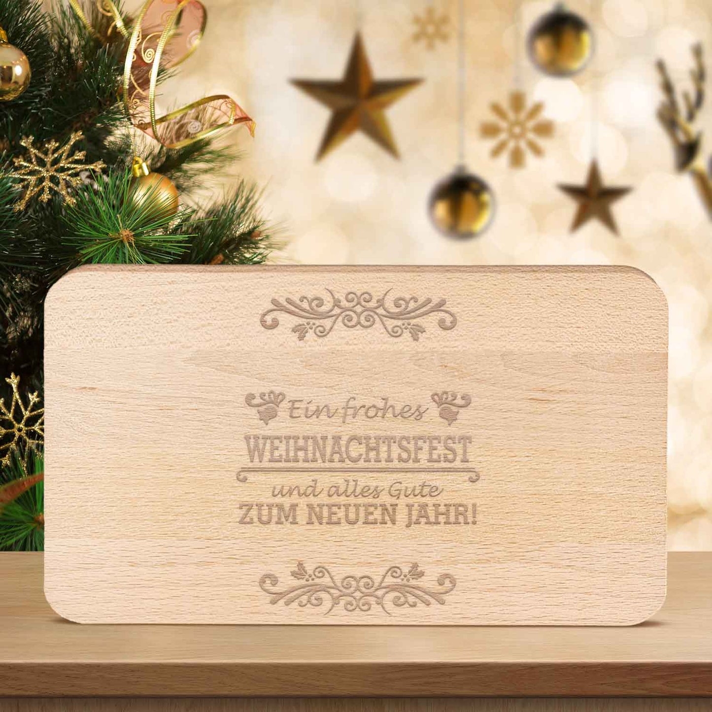 Frühstücksbrettchen aus Holz mit Gravur - Ein frohes Weihnachtsfest - Weihnachtsdeko