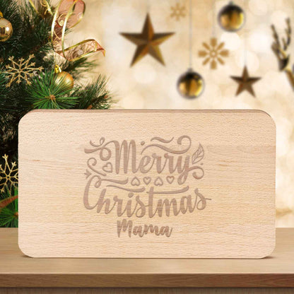 Frühstücksbrettchen aus Holz mit Gravur - Merry Christmas Mama - Weihnachtsdeko