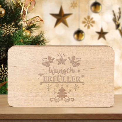 Frühstücksbrettchen aus Holz mit Gravur - Wunscherfüller - Weihnachtsdeko