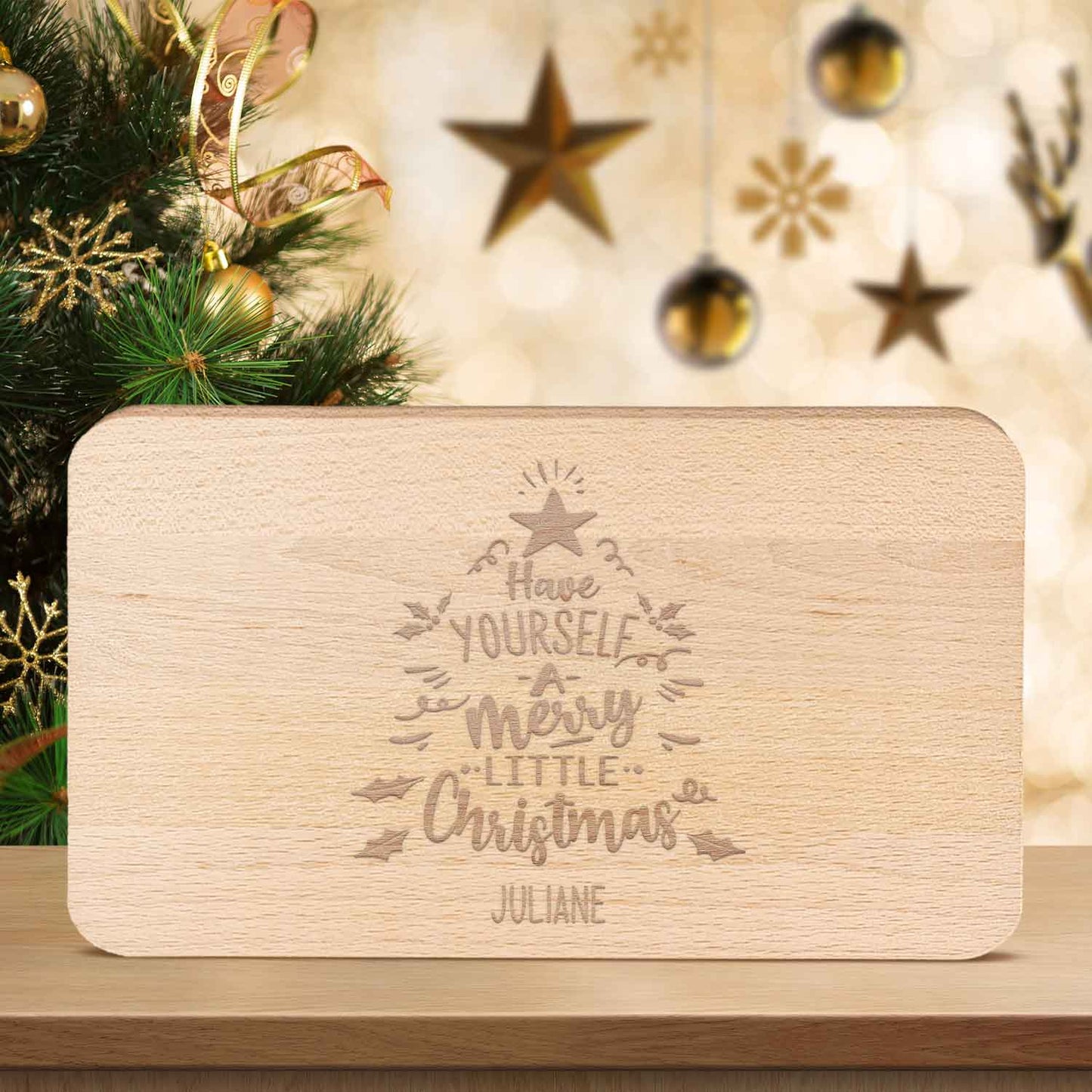 Frühstücksbrettchen aus Holz mit Gravur - Have yourself a merry little Christmas - Weihnachtsdeko