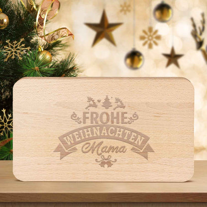 Frühstücksbrettchen aus Holz mit Gravur - Frohe Weihnachten Mama - Weihnachtsdeko