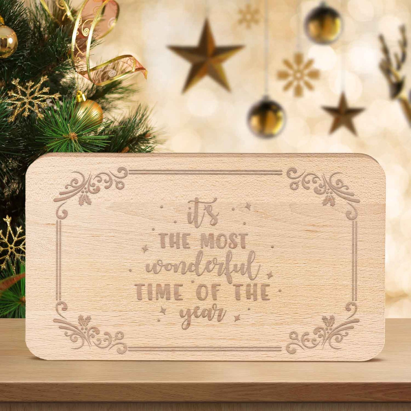 Frühstücksbrettchen aus Holz mit Gravur - it´s the most Wonderful time of the Year - Weihnachtsdeko
