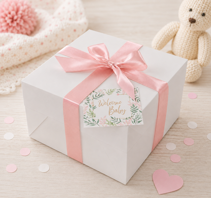 Windeltorte CAKEBOX | Geschenk zur Geburt und Babyparty rosa