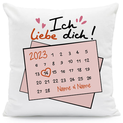 Bedrucktes Kissen mit Motiv Kalender Ich Liebe Dich