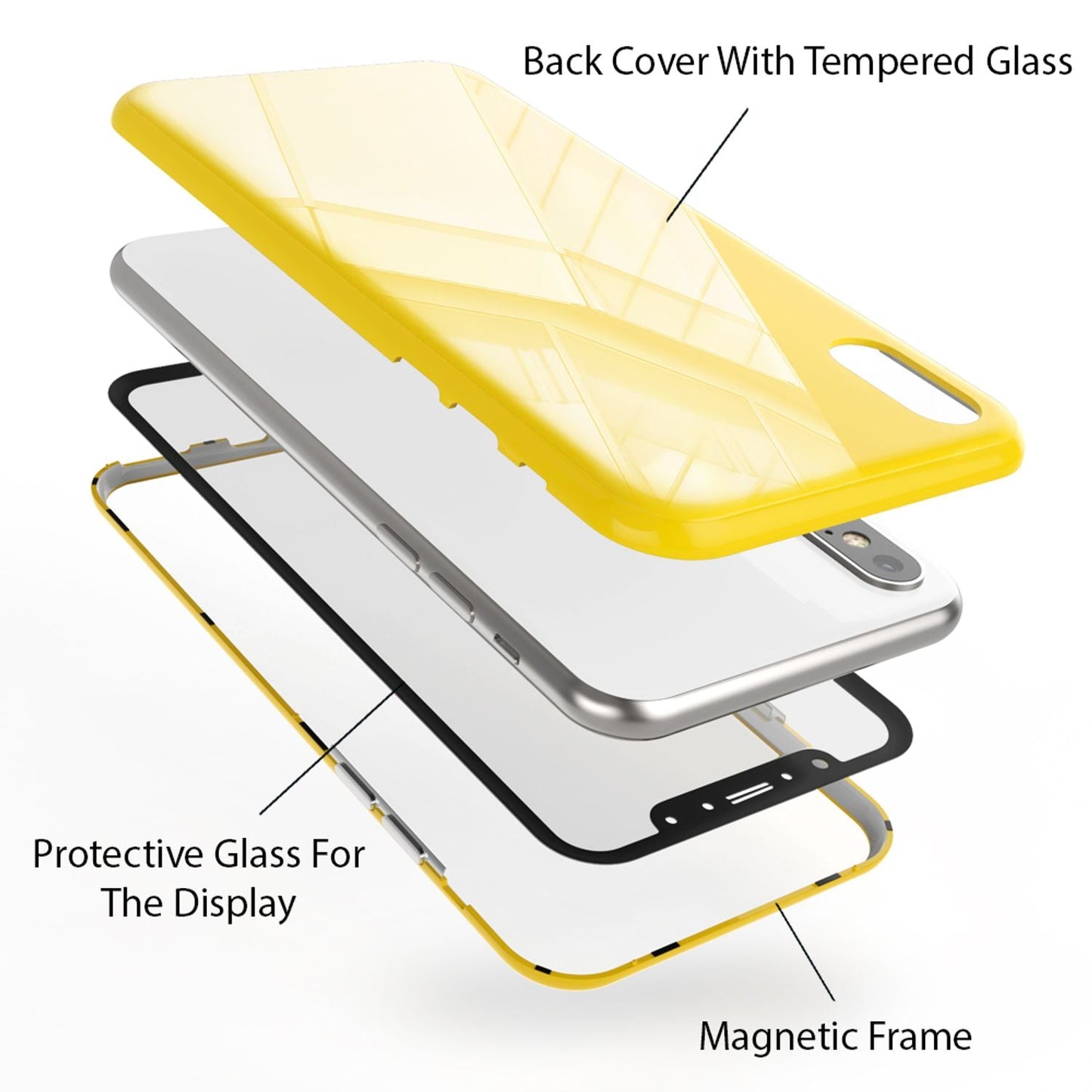 NALIA Magnetische 360° Glas Hülle kompatibel mit iPhone XS Max, Ultra-Slim Hard-Case Dünnes Hartglas Back-Cover mit Rahmen & Display-Schutz, Full-Body Schutzhülle Bumper Handy-Tasche