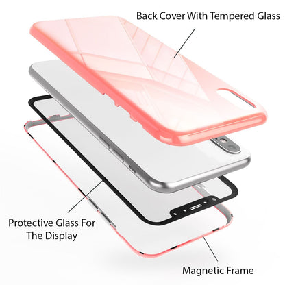 NALIA Magnetische 360° Glas Hülle kompatibel mit iPhone XS Max, Ultra-Slim Hard-Case Dünnes Hartglas Back-Cover mit Rahmen & Display-Schutz, Full-Body Schutzhülle Bumper Handy-Tasche