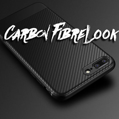 NALIA Silikonhülle für iPhone 7 Plus / 8 Plus – Rutschfest & Matt – VORTEX (Gebürstete Optik & Carbon Design) – Marke aus Berlin