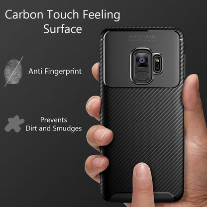 NALIA Silikonhülle für Samsung Galaxy S9 – Rutschfest & Matt – VORTEX (Gebürstete Optik & Carbon Design) – Marke aus Berlin