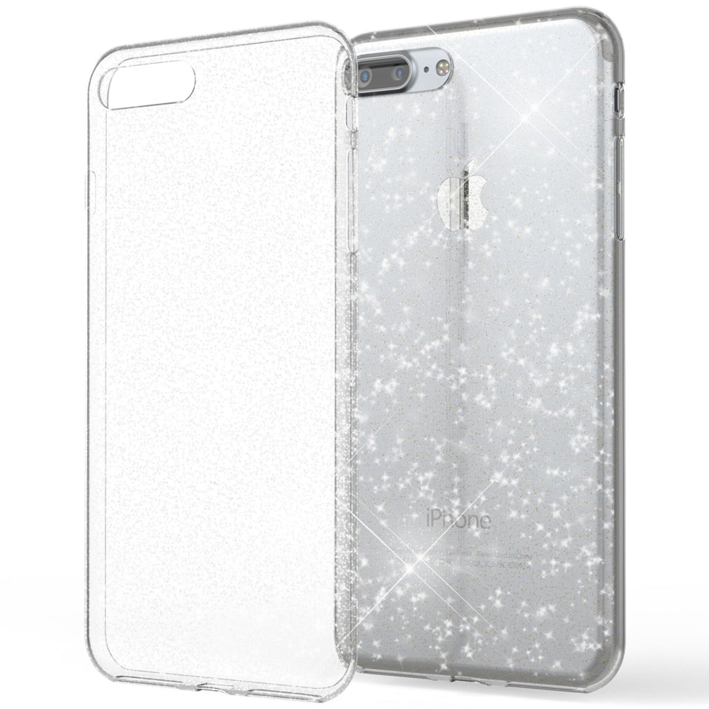 NALIA Glitzerhülle für iPhone 7 Plus / 8 Plus – Funkelndes Silikon Case – DAZZLIN (Transparent & Stoßfest) – Marke aus Berlin