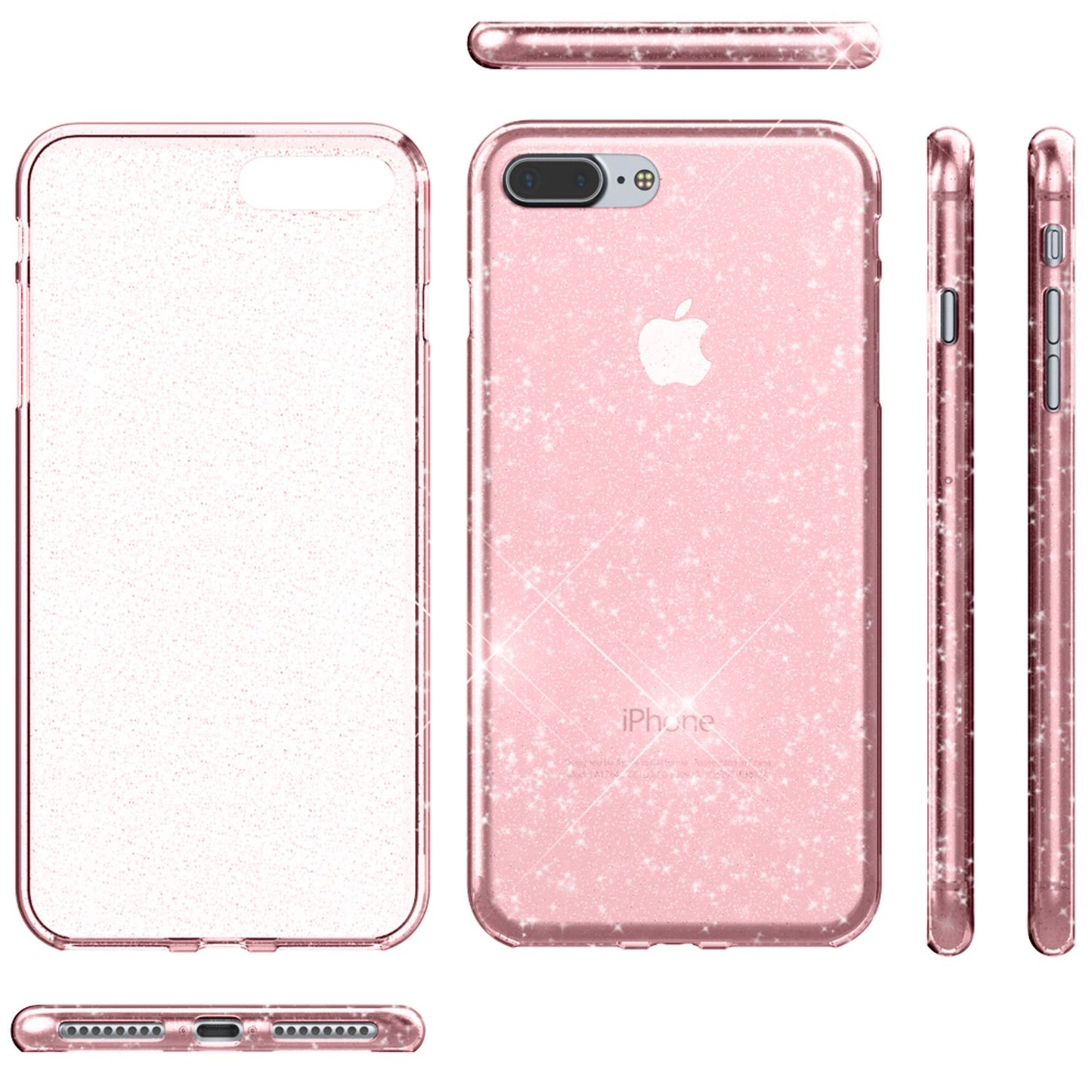 NALIA Glitzerhülle für iPhone 7 Plus / 8 Plus – Funkelndes Silikon Case – DAZZLIN (Transparent & Stoßfest) – Marke aus Berlin