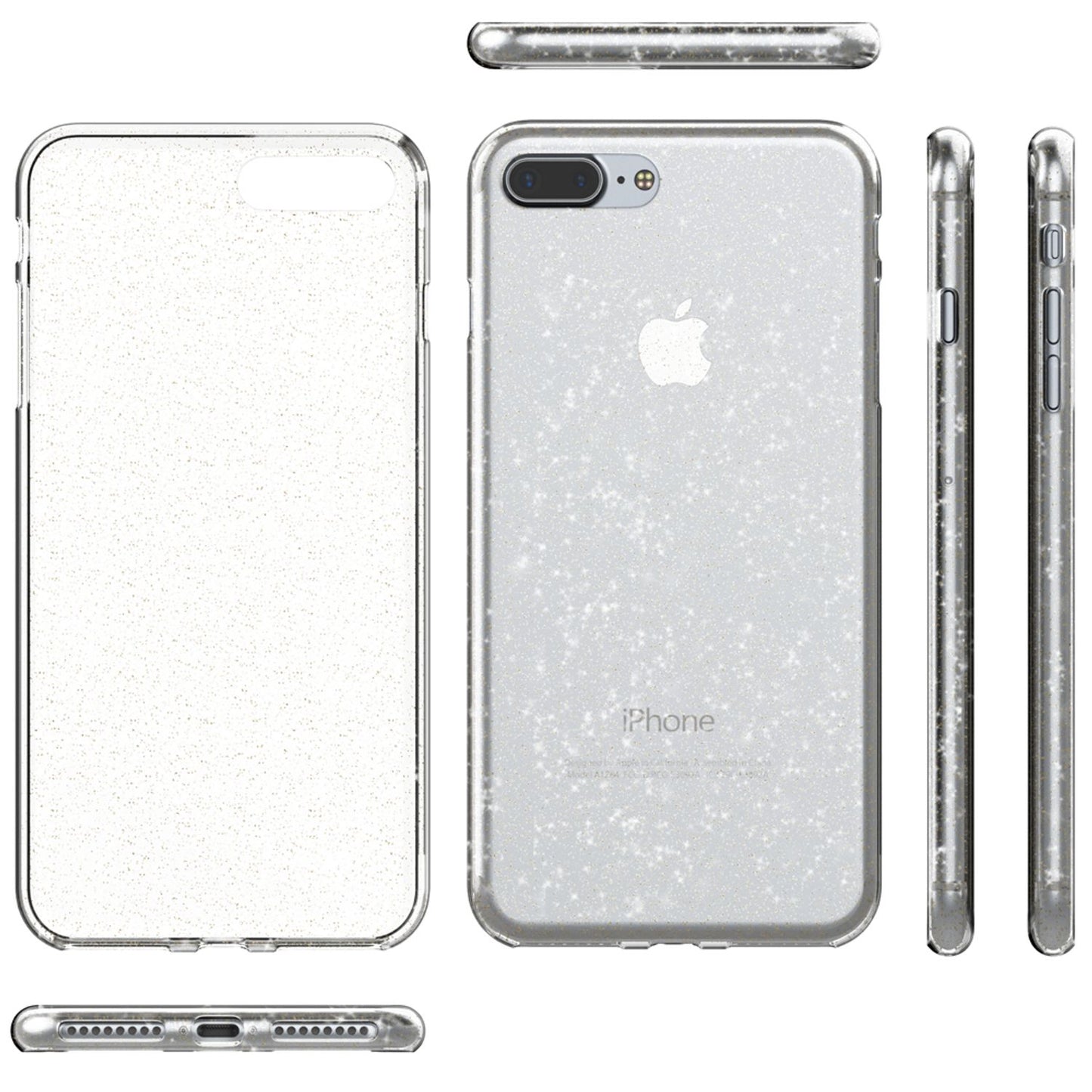 NALIA Glitzerhülle für iPhone 7 Plus / 8 Plus – Funkelndes Silikon Case – DAZZLIN (Transparent & Stoßfest) – Marke aus Berlin