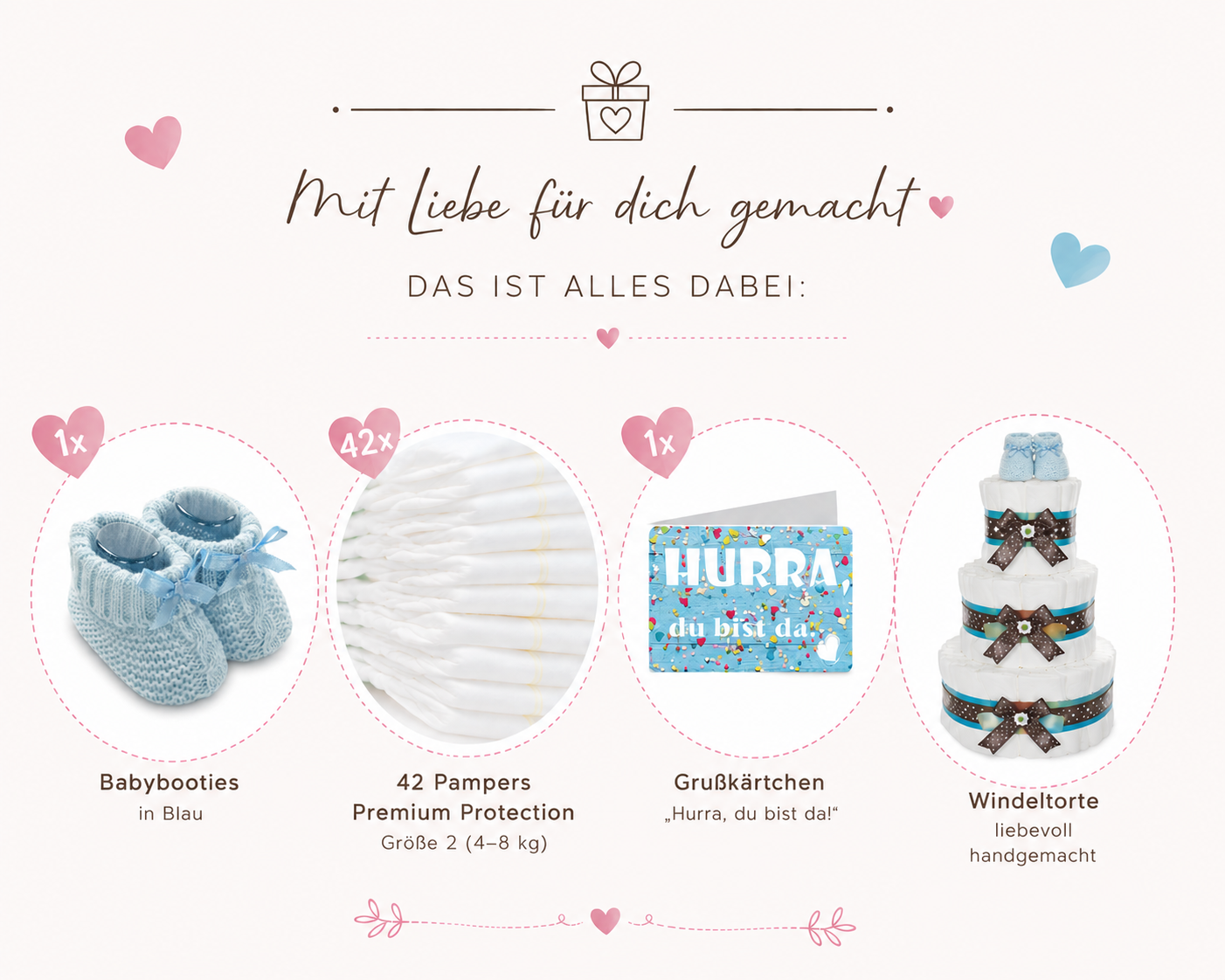Windeltorte Babybooties | 3-stöckig blau