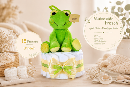 Windeltorte neutral Spieluhr Frosch