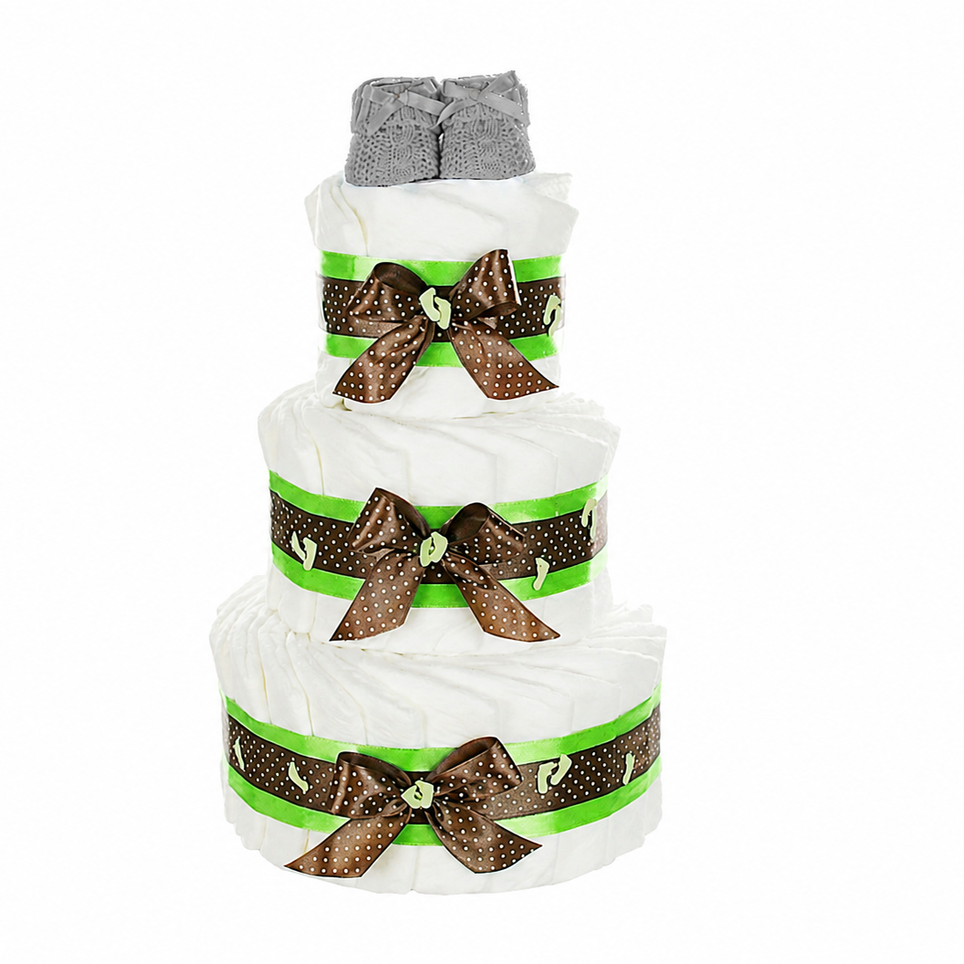 Windeltorte Babybooties | 3-stöckig grün