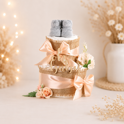 Windeltorte Alles Jute | zur Geburt apricot