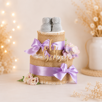 Windeltorte Alles Jute | zur Geburt lilac
