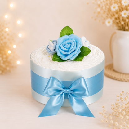 Windeltorte Rosenblüte | blau